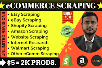 scrape product data from amazon, ebay, shopify or other ecommerce stores
