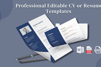 design editable professional looking cv or resume templates