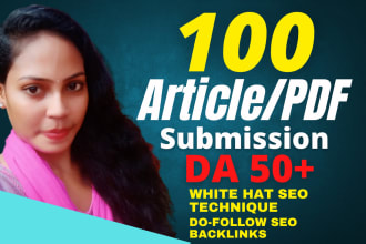 manually pdf or article submission do follow backlinks 100 sites