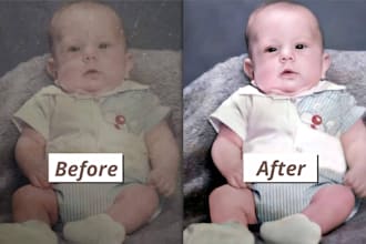 professionally restore old photos and colorize in 24 hour