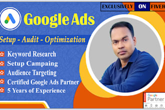 setup and optimize your google ads adwords PPC campaign