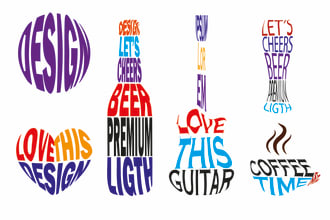 make an typography t shirt logo design of any custom shape with mockup