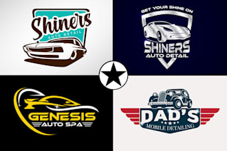 design auto detailing, car wash, cleaning and spa logo