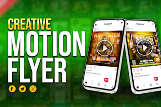 create animated motion flyers, party flyers, event flyers, halloween flyer