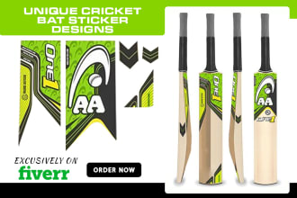 design unique cricket bat sticker and cricket uniforms