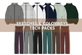 create sketches and colorways with tech packs