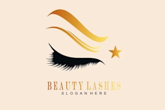 design cosmetic beauty and eyelash makeup artist logo