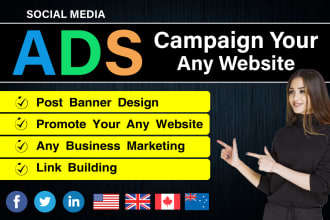 design social media post banner with website promotion