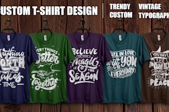design trendy unique custom t shirt merchandise for pod, MBA and etsy