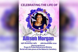 design a memorable memorial, obituary, funeral flyer