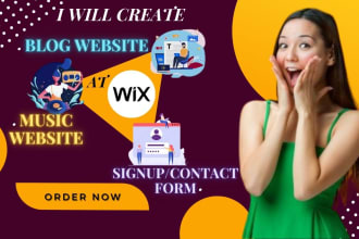 create a unique wix forum post, music or blog website, and mobile site