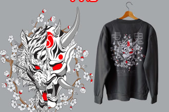 drawing japanese art and anime illustration for t shirt, jacket, streetwear, etc