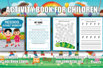 do kids activity book, coloring, handwriting workbook, cover design for KDP etsy