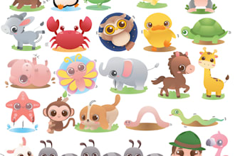 draw you cute animals clipart in vektor esp file