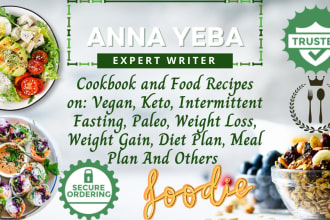 write and design your cookbook, food recipes, diet plan, intermittent fasting