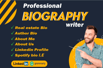 write bio, author biography, about me, linkedin profile or about us page