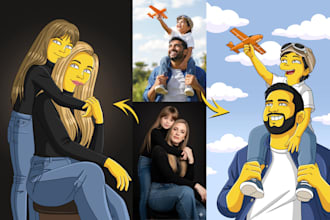 draw yellow cartoon portrait, character, avatar