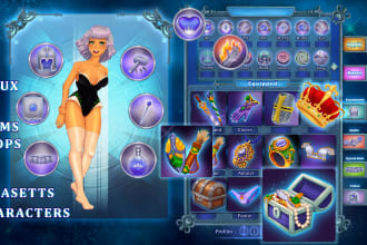 create professional design UI 2d game, buttons, match, props