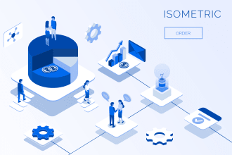 create flat and 3d isometric illustration for website
