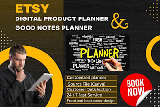 design etsy digital product planner, good notes, calendar to sell products