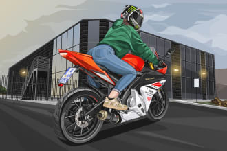 draw vector art cartoon from your motorcycle or any vehicle