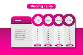 make a comparison chart, price list and price sheet design