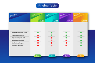 make chart list, comparison chart, price chart or price list design