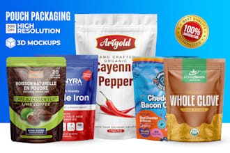 do food pouch label, stand up pouch, spice labels and food packaging design