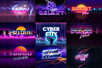 make a custom retro 80s synthwave logo in chrome and neon styles