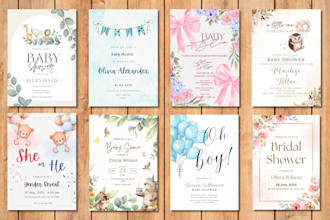 design wedding invitation, baby shower, gender reveal, birthday invitation card
