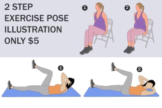 draw amazing exercise, yoga, workout, fitness, or other pose illustrations