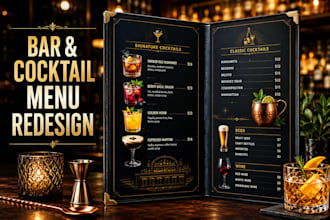 bar and cocktail menu redesign for bars and lounges