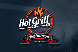 design restaurant, BBQ, grill, cafe, pizza, sweets, coffee shop, food logo