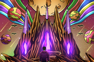 create psychedelic or trippy album cover