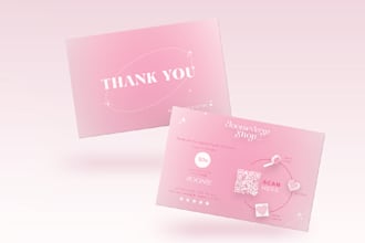design thank you card, product insert card, and postcards