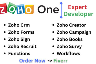 setup zoho one, crm,creator,forms,books,recruit