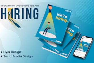 design for job hiring, recruiting and staffing business flyer, one pager or ads