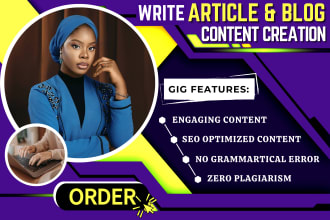 write SEO optimized article content and blog content writing for your website