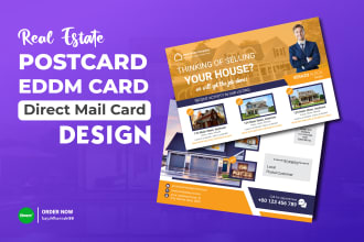 design real estate promotional postcard, direct mail, mailer, eddm, recipe card