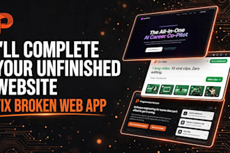 complete your unfinished website or fix broken web application
