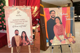 design a custom welcome sign board for your wedding day