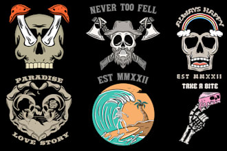 create a skull themed illustration t shirt design