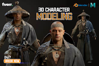 do 3d realistic and game character modelling with asset