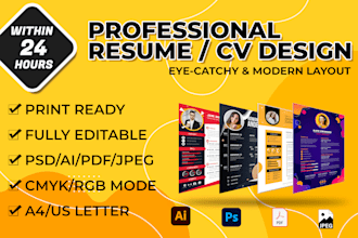 design professional and eye catchy resume or cv