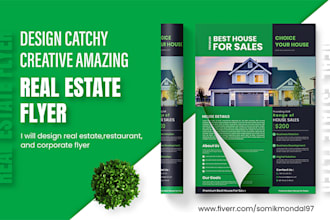 design real estate, restaurant, and corporate flyer