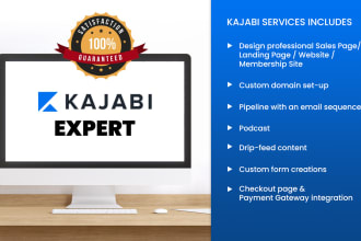 design website, pages, course and membership site on kajabi