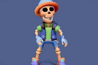 make mobile game style 3d low poly game ready characters