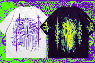 make grunge streetwear edgy design for clothing line brand