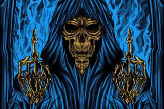 draw detailed dark art and heavy metal horror illustration