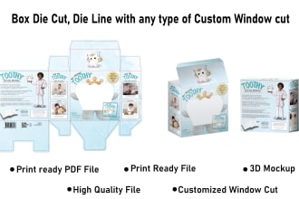do packaging box dieline or die cut with perfect window cut